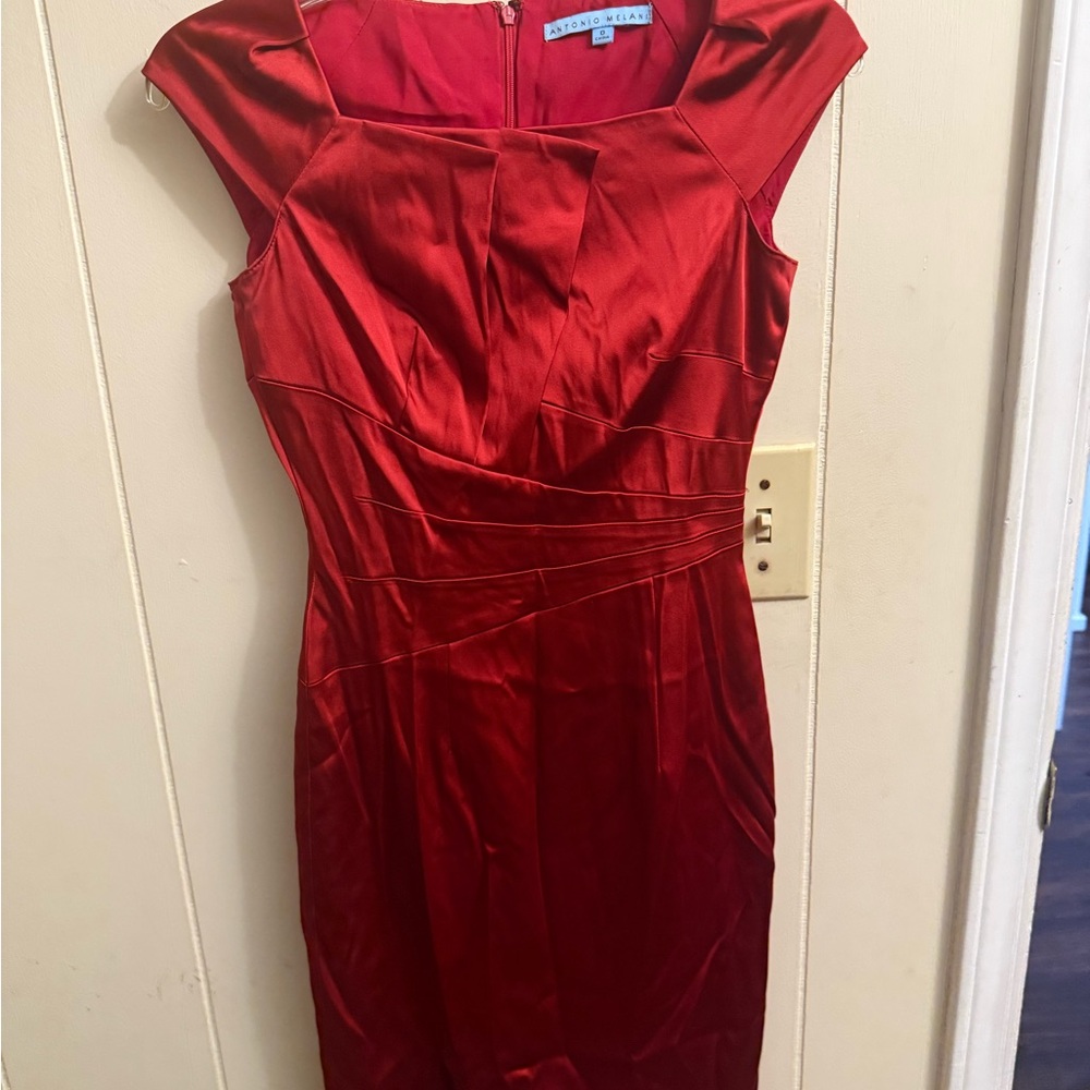 ANTONIO MELANI Red Sheath Midi Dress